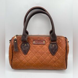 Vintage Libby Handmade Leather Handbag, Crossbody Strap, 12”X8”